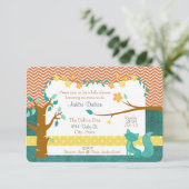 5 x 7 inch Woodland Fox Baby shower Invitation Kaart (Staand voorkant)