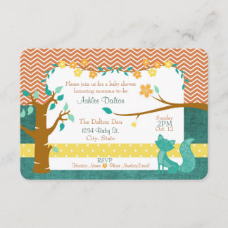 5 x 7 inch Woodland Fox Baby shower Invitation Kaart