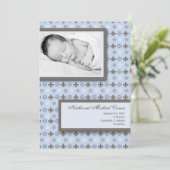 5 x 7 Jongen Blue Fleur De Li Foto Aankondiging ge (Staand voorkant)