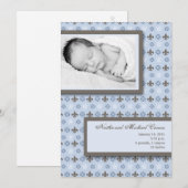 5 x 7 Jongen Blue Fleur De Li Foto Aankondiging ge (Voorkant / Achterkant)