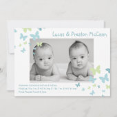 5 x 7 Jongen Twins Butterfly Foto geboorteaankondi Aankondiging (Voorkant)