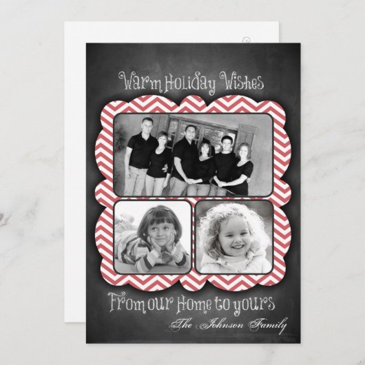 5 x 7 kerstkaart met XMAS Chalk Board Argyle PHOTO (Voorkant / Achterkant)