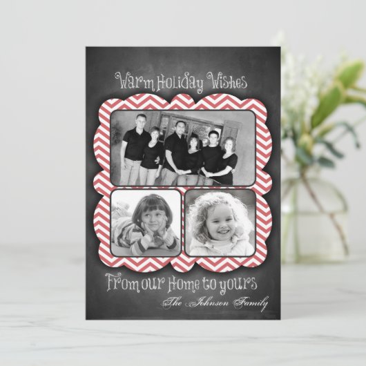 5 x 7 kerstkaart met XMAS Chalk Board Argyle PHOTO (Staand voorkant)