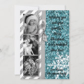 5 x 7 Kerstmis XMAS Blue Glitter Snowfla FOTO-kaar Feestdagenkaart (Voorkant)