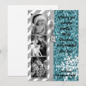 5 x 7 Kerstmis XMAS Blue Glitter Snowfla FOTO-kaar Feestdagenkaart (Voorkant / Achterkant)