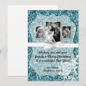 5 x 7 Kerstmis XMAS Blue Glitter Snowfla FOTO-kaar Feestdagenkaart (Voorkant / Achterkant)