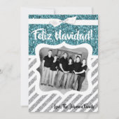 5 x 7 Kerstmis XMAS Blue Glitter Snowfla FOTO-kaar Feestdagenkaart (Voorkant)