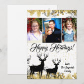 5 x 7 Kerstmis XMAS Gold Deer Buck PHOTO-kaart Feestdagenkaart (Voorkant / Achterkant)