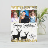 5 x 7 Kerstmis XMAS Gold Deer Buck PHOTO-kaart Feestdagenkaart (Staand voorkant)