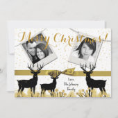 5 x 7 Kerstmis XMAS Gold Deer Buck PHOTO-kaart Feestdagenkaart (Voorkant)