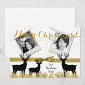 5 x 7 Kerstmis XMAS Gold Deer Buck PHOTO-kaart Feestdagenkaart (Voorkant / Achterkant)