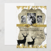 5 x 7 Kerstmis XMAS Gold Deer Buck PHOTO-kaart Feestdagenkaart (Voorkant / Achterkant)