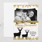 5 x 7 Kerstmis XMAS Gold Deer Buck PHOTO-kaart Feestdagenkaart (Voorkant / Achterkant)