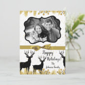 5 x 7 Kerstmis XMAS Gold Deer Buck PHOTO-kaart Feestdagenkaart (Staand voorkant)