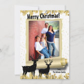 5 x 7 Kerstmis XMAS Gold Deer Buck PHOTO-kaart Feestdagenkaart (Voorkant)