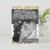 5 x 7 Kerstmis XMAS Gold Deer Buck PHOTO-kaart Feestdagenkaart (Staand voorkant)