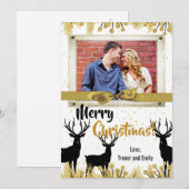 5 x 7 Kerstmis XMAS Gold Deer Buck PHOTO-kaart Feestdagenkaart (Voorkant / Achterkant)