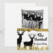 5 x 7 Kerstmis XMAS Gold Deer Buck PHOTO-kaart Feestdagenkaart (Voorkant / Achterkant)