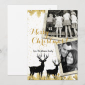 5 x 7 Kerstmis XMAS Gold Deer Buck PHOTO-kaart Feestdagenkaart (Voorkant / Achterkant)