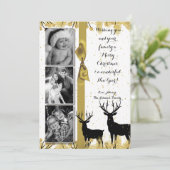 5 x 7 Kerstmis XMAS Gold Deer Buck PHOTO-kaart Feestdagenkaart (Staand voorkant)