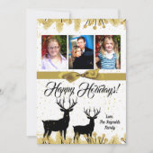 5 x 7 Kerstmis XMAS Gold Deer Buck PHOTO-kaart Feestdagenkaart (Voorkant)