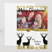 5 x 7 Kerstmis XMAS Gold Deer Buck PHOTO-kaart Feestdagenkaart (Voorkant / Achterkant)
