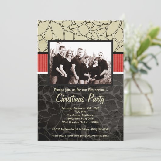 5 x 7 Kerstmis XMAS Happy Holiday PHOTO Uitnodigin Kaart (Staand voorkant)