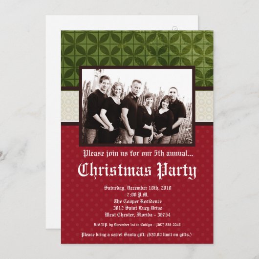 5 x 7 Kerstmis XMAS Happy Holiday PHOTO-uitnodigin Kaart (Voorkant / Achterkant)