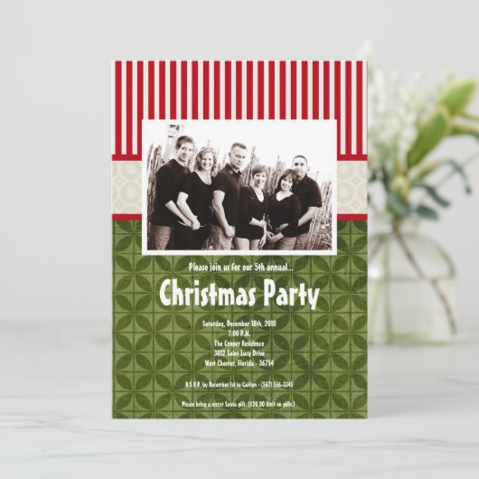 5 x 7 Kerstmis XMAS Happy Holiday PHOTO Uitnodigin Kaart (Staand voorkant)