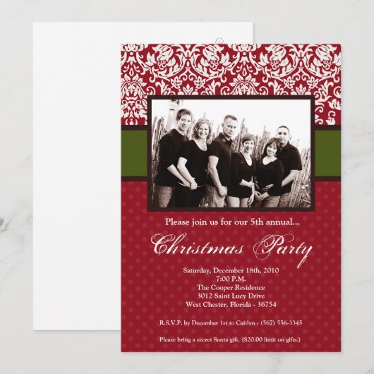 5 x 7 Kerstmis XMAS Happy Holiday PHOTO Uitnodigin Kaart (Voorkant / Achterkant)