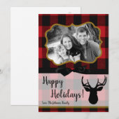 5 x 7 Kerstmis XMAS Red Pset Deer PHOTO-kaart Feestdagenkaart (Voorkant / Achterkant)