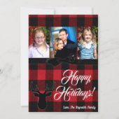 5 x 7 Kerstmis XMAS Red Pset Deer PHOTO-kaart Feestdagenkaart (Voorkant)