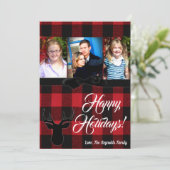 5 x 7 Kerstmis XMAS Red Pset Deer PHOTO-kaart Feestdagenkaart (Staand voorkant)