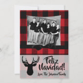 5 x 7 Kerstmis XMAS Red Pset Deer PHOTO-kaart Feestdagenkaart (Voorkant)