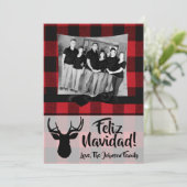 5 x 7 Kerstmis XMAS Red Pset Deer PHOTO-kaart Feestdagenkaart (Staand voorkant)