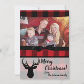 5 x 7 Kerstmis XMAS Red Pset Deer PHOTO-kaart Feestdagenkaart (Voorkant)