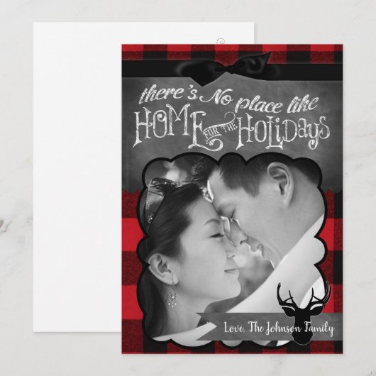 5 x 7 Kerstmis XMAS Red Pset Deer PHOTO-kaart Feestdagenkaart (Voorkant / Achterkant)