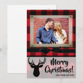 5 x 7 Kerstmis XMAS Red Pset Deer PHOTO-kaart Feestdagenkaart (Voorkant / Achterkant)