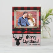 5 x 7 Kerstmis XMAS Red Pset Deer PHOTO-kaart Feestdagenkaart (Staand voorkant)