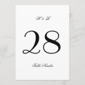 5 x 7 Klassiek Wit & Zwart Trouwtafel Nummer Kaart (Achterkant)