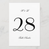 5 x 7 Klassiek Wit & Zwart Trouwtafel Nummer Kaart (Voorkant)