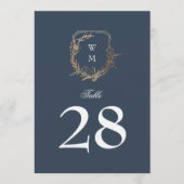 5 x 7 klassieke marine wit goud kuif tafelnummer (Voorkant)