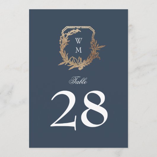 5 x 7 klassieke marine wit goud kuif tafelnummer (Achterkant)