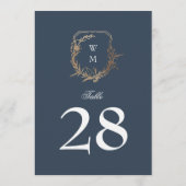 5 x 7 klassieke marine wit goud kuif tafelnummer (Achterkant)