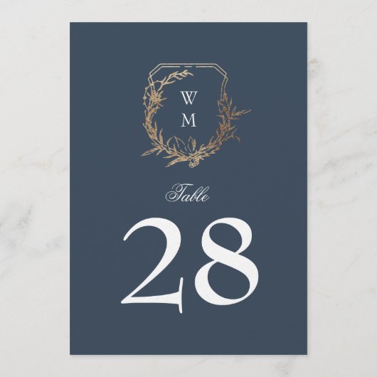 5 x 7 klassieke marine wit goud kuif tafelnummer (Achterkant)