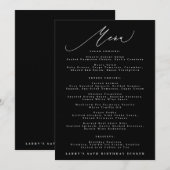 5 x 7 Klassieke Zwarte Witte Calligrafie Verjaarda Menu (Voorkant / Achterkant)