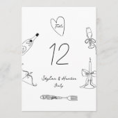 5 x 7 La Dolce Vita Doodle Trouwtafel Nummer (Voorkant)