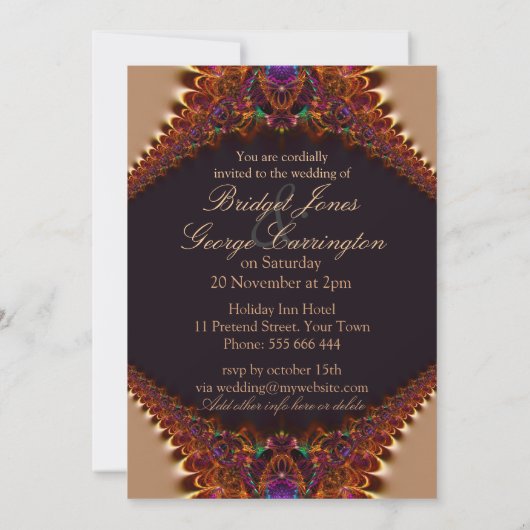 5 x 7  Lace + Gold Satin Wedding Invitting Kaart (Achterkant)