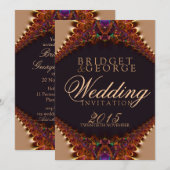 5 x 7  Lace + Gold Satin Wedding Invitting Kaart (Voorkant / Achterkant)