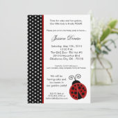 5 x 7 Lady Bug Black Polka Birthday Party nodigt u Kaart (Staand voorkant)